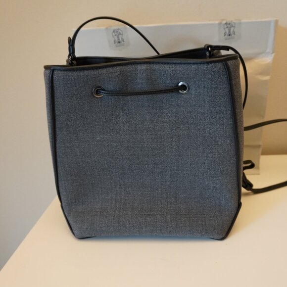 Brunello Cucinelli Duo Bucket Bag Gray Virgin Wool Monili New Tag $2,700 - Picture 7 of 15